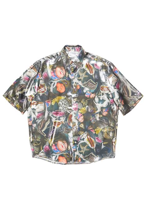 camicia con stampa laminata uomo multicolore in poliestere ACNE STUDIOS | BB0555BDZ